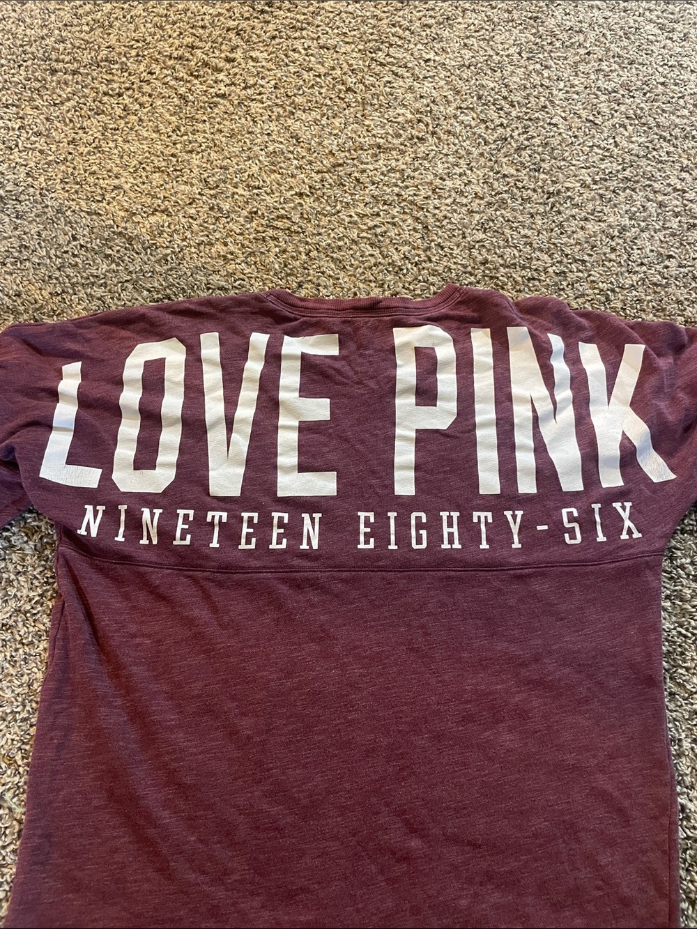 PINK Victoria's Secret Maroon Long-Sleeve Crew with Dog Logo